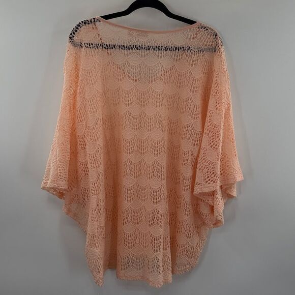 3For$20 Cato’s Light Coral Crochet Poncho Style Blouse NWOT size 22/24W - Picture 4 of 5